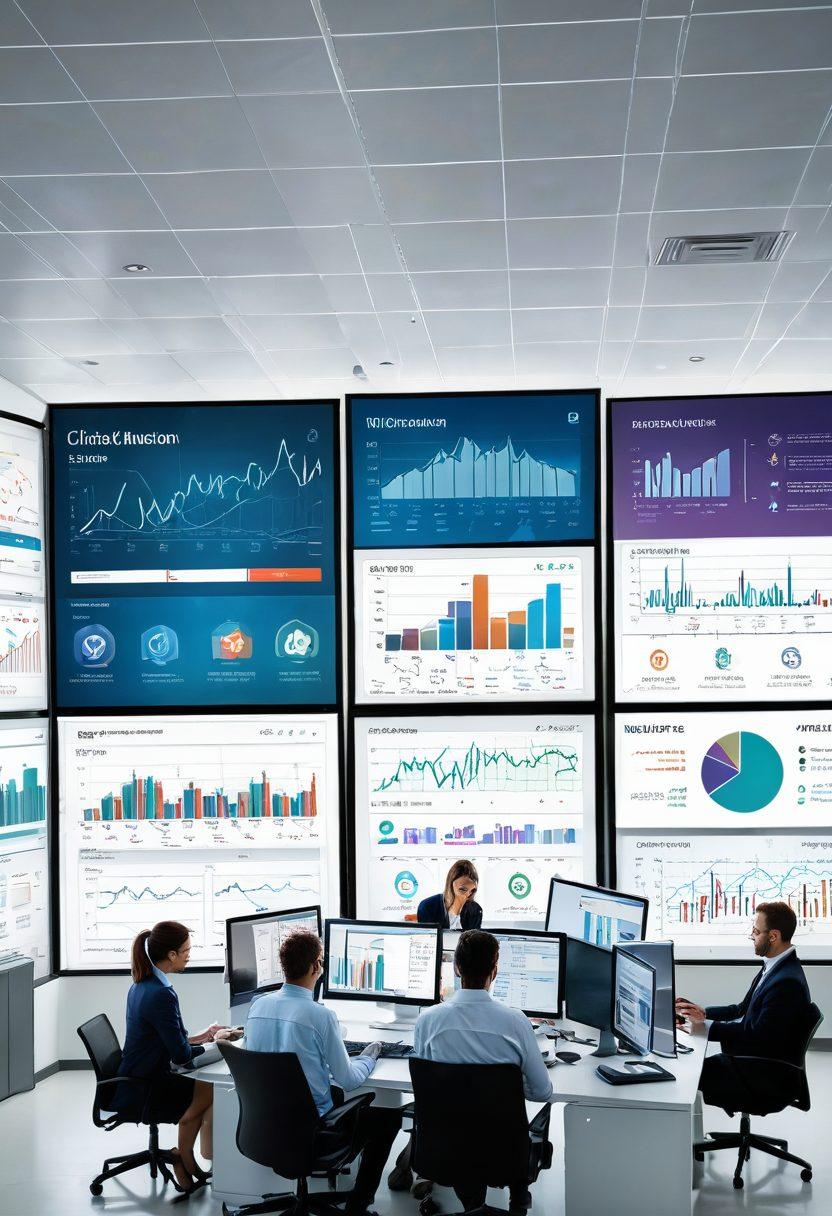 A modern office setting with financial charts and graphs displayed on computer screens, people collaborating with digital tools, and a secure vault symbolizing financial security. Include icons of common credit union tools and compliance checklists. Highlight the NCUA logo subtly in the background. Super-realistic. Vibrant colors. White background.